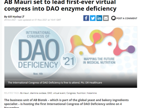 AB Mauri dirigirá el primer congreso virtual sobre la deficiencia de la enzima DAO