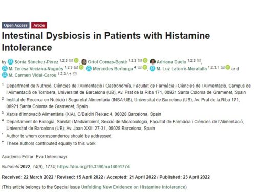 Disbiosis intestinal en pacientes con Intolerancia a la Histamina